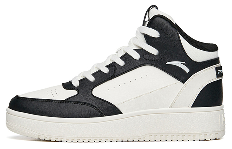 Anta Slip-Resistant Cushioning Wear-Resistant High-Top Skateboard Shoes Women's Black White