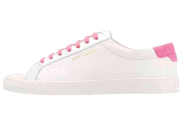 SAINT LAURENT Low Top Stylish Skateboarding Shoes Women's White Pink