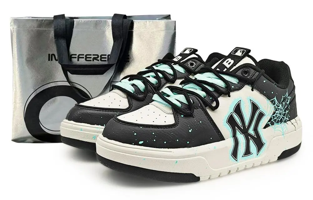 MLB Chunky Liner EIGHT No Sleep Abrasion Resistant Low Top Skateboard Shoes Unisex Black Blue