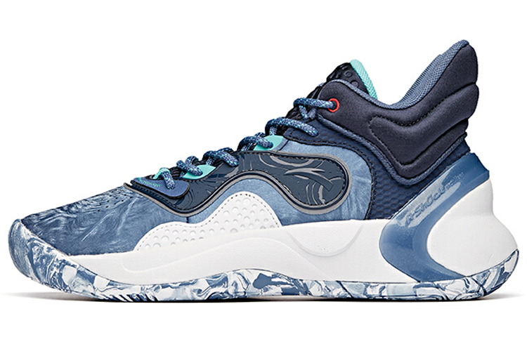 Anta Speedy Decision Cushioning Anti-Slip And Wear-Resistant Mid-Top Basketball Shoes Men's Blue White