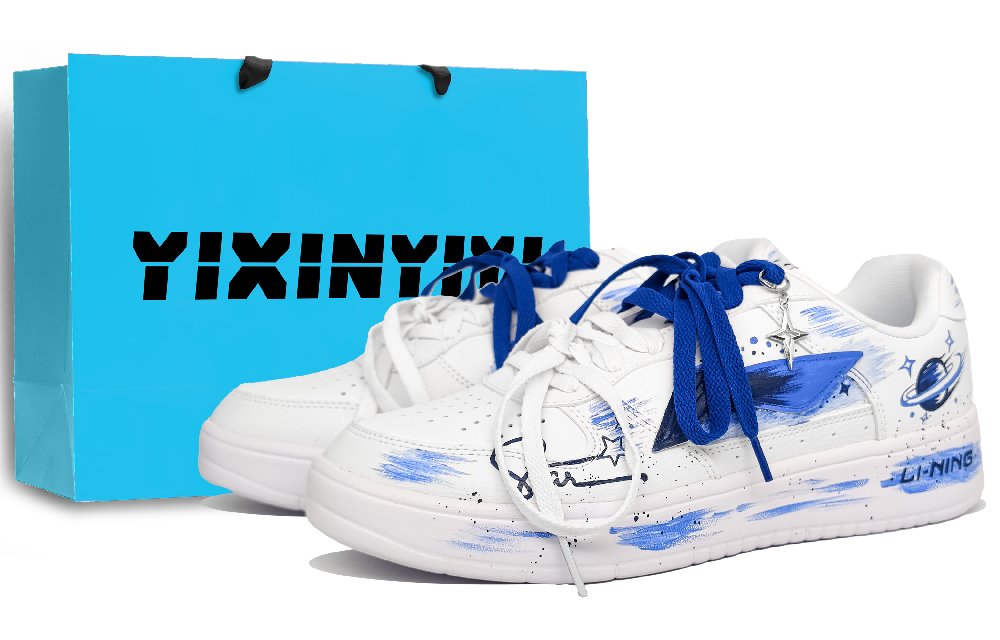 LiNing Pontoon Boats Anti Slip And Wear Resistant Height Increasing Low Top Skateboard Shoes Unisex Starry Blue