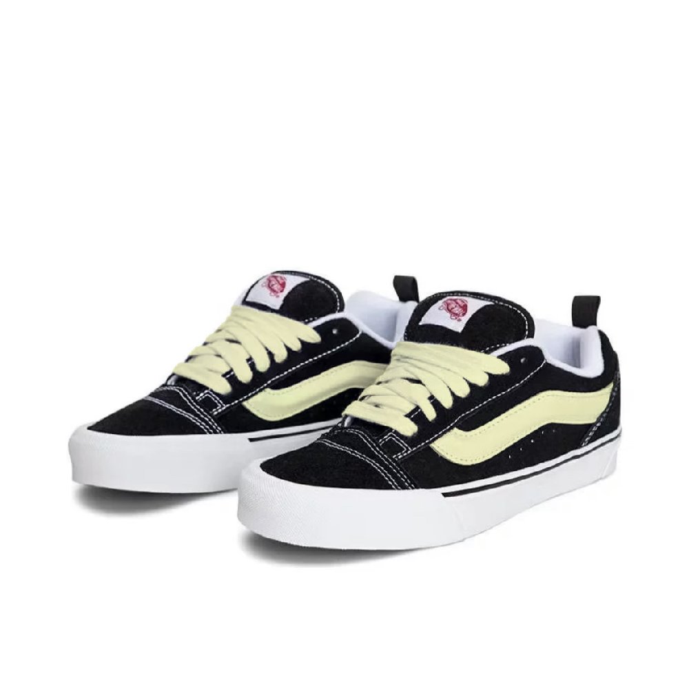 Vans Knu Skool Anti Slip Wear Resistant Low Top Skateboard Shoes Unisex Black Yellow