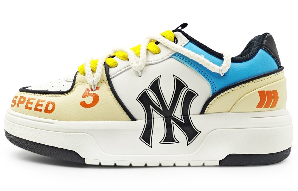 MLB Chunky Liner Abrasion Resistant Low Top Skateboard Shoes Unisex Beige Blue