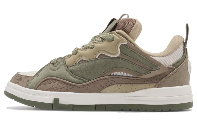 LiNing Wave Skateboard Shoes Men Low-Top Umber/Green