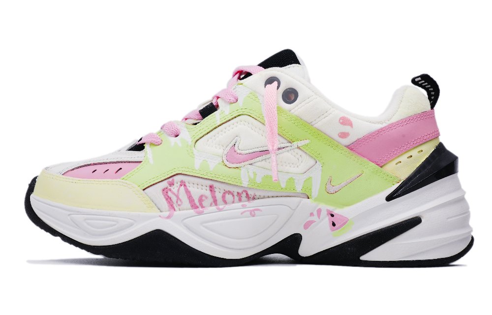 Nike M2K Tekno Anti-Slip Wear-Resistant Low-Top Chunky Sneakers Women's Pink Green