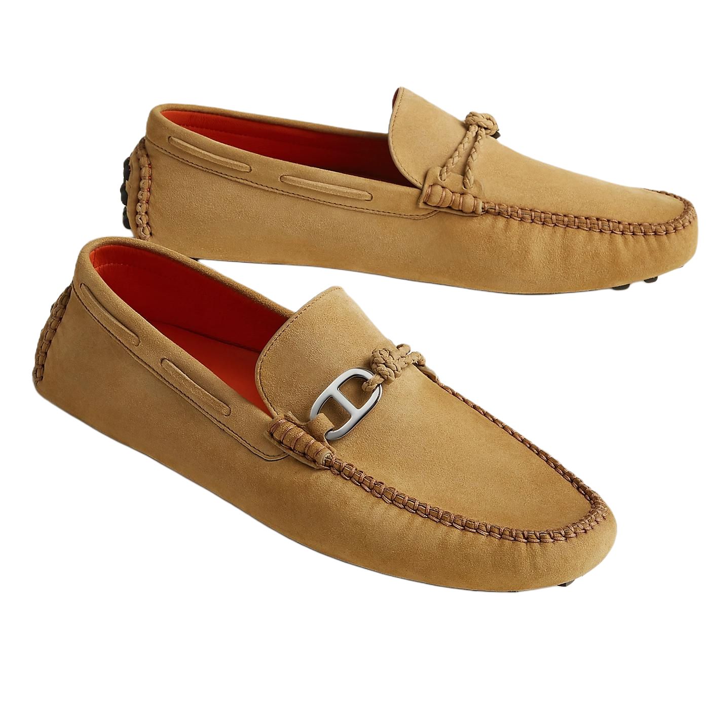 HERMES Alessandro Gommino Loafers Men's Beige