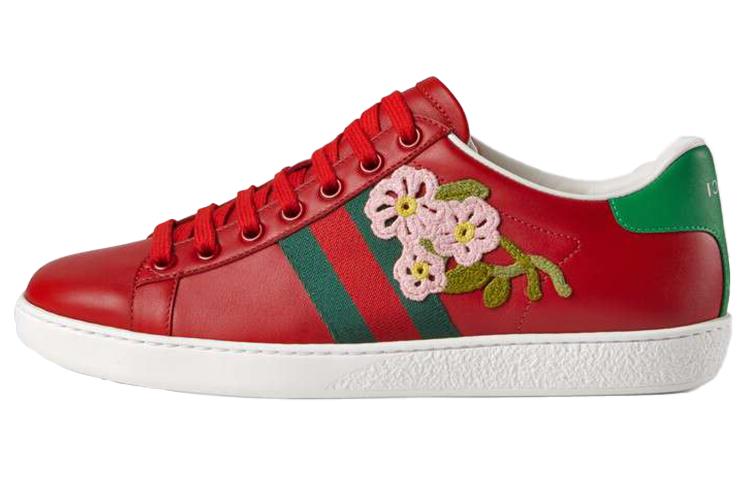 GUCCI ACE Low Top Stylish Skateboarding Shoes Women's Furong Red