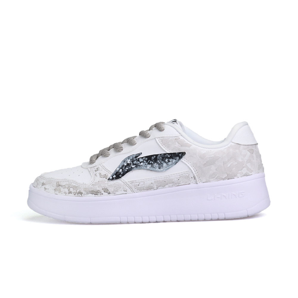 LiNing Pontoon Boats Slip Resistant, Abrasion Resistant, Lightweight Low Top Skateboard Shoes Unisex White Gray