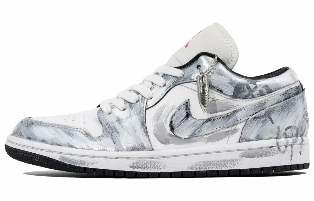 Jordan Air Jordan 1 Lunar Mail, Silver Bullet Shock Absorbers Low Top Vintage Basketball Shoes Unisex Gray Silver