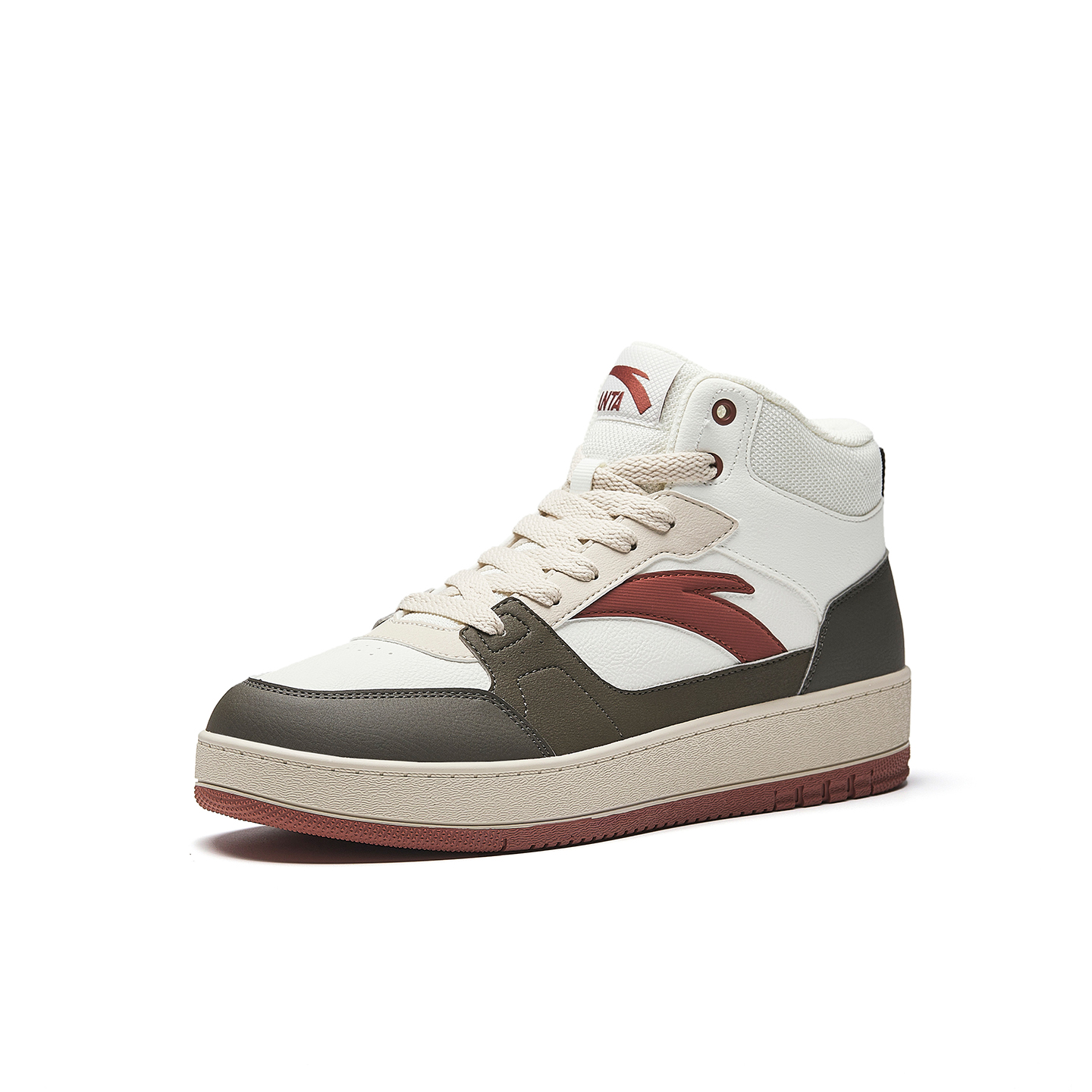 Anta Original Year Wear resistant And Lightweight High top Skateboard Shoes Men's White Brown Red