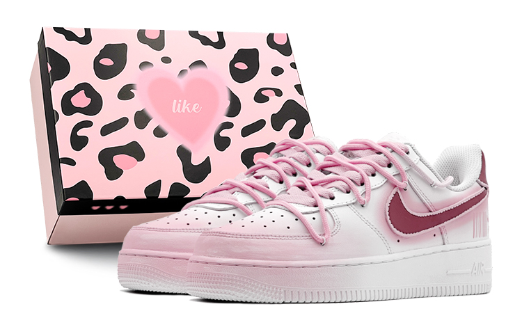 Nike Air Force 1 Low Air Force 1, Rose Fantasy Slip Resistant Cushioning Low Top Skateboard Shoes Women's GS Pink White