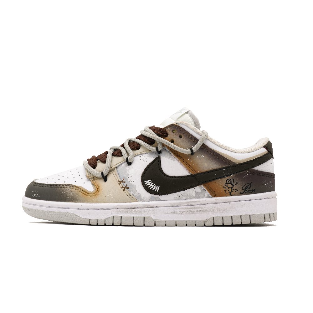 Nike Dunk Desert Rose, Footprint Creation Anti Slip Wear Resistant Low Top Skateboard Shoes Unisex Brown