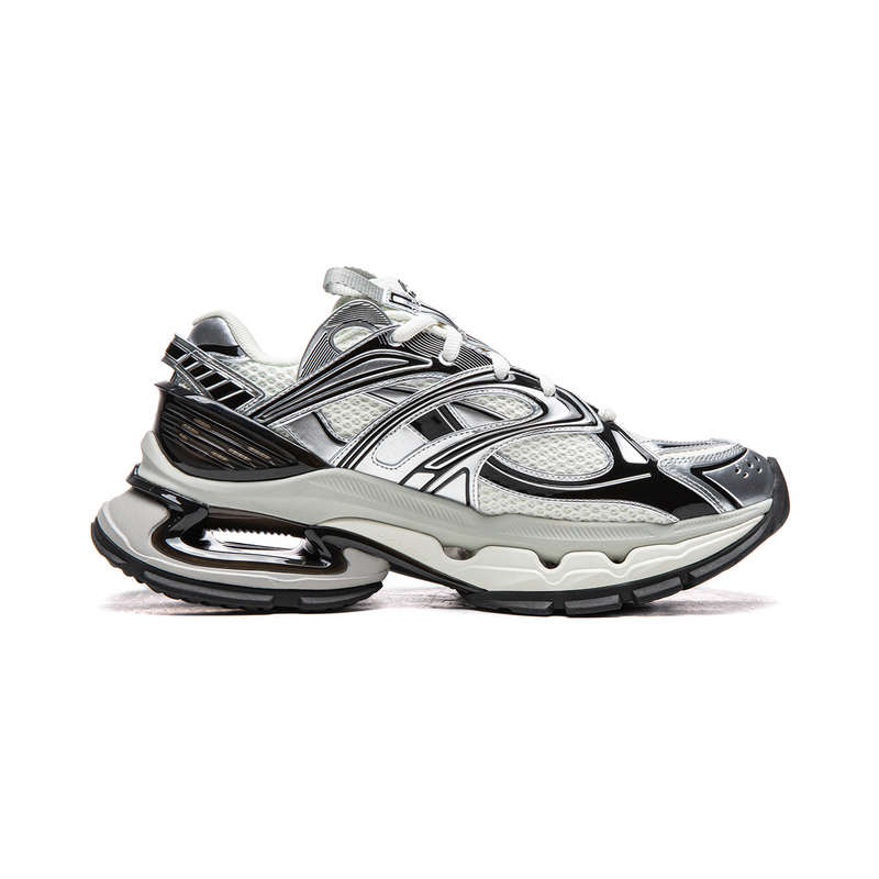 LiNing Furious Rider BOW Cushioning, Wear Resistant Low top Casual Shoes Unisex White Silver