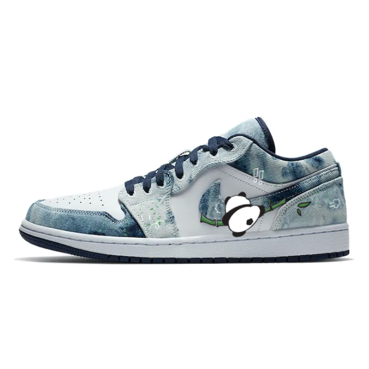 Jordan Air Jordan 1 Durable Breathable Low-Top Vintage Basketball Shoes Men's White Blue