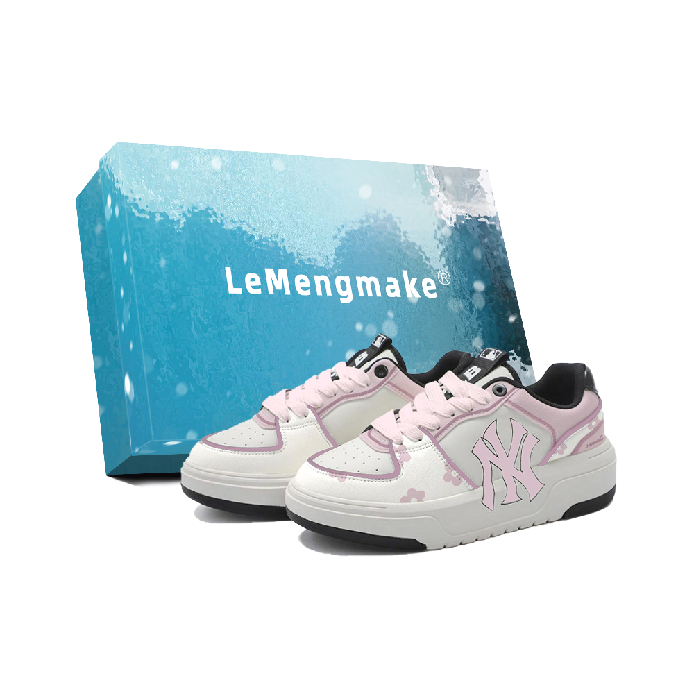 MLB Chunky Liner Cushioning, Wear Resistant Low Top Skateboard Shoes Unisex White