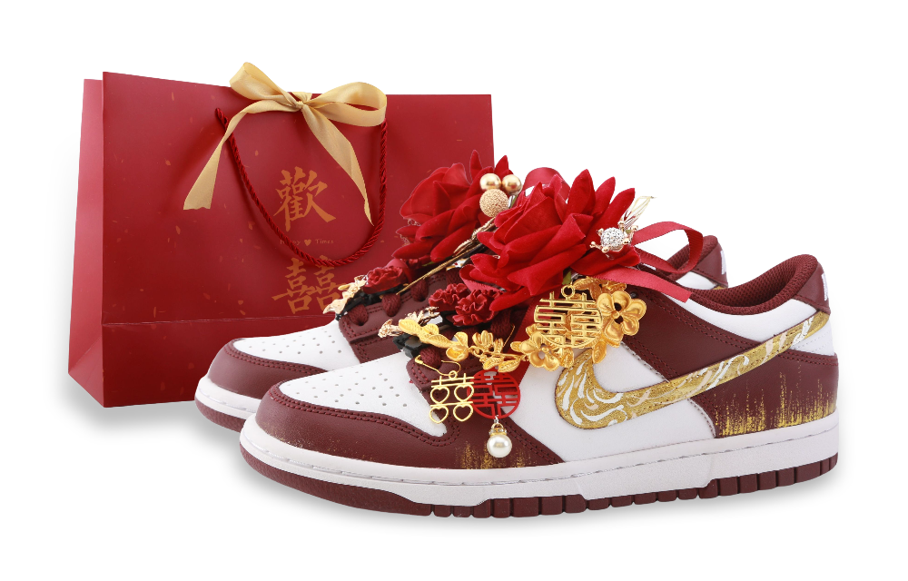 Nike Dunk Drippy Rose Appointment Abrasion Resistant Skateboard Shoes Unisex Red