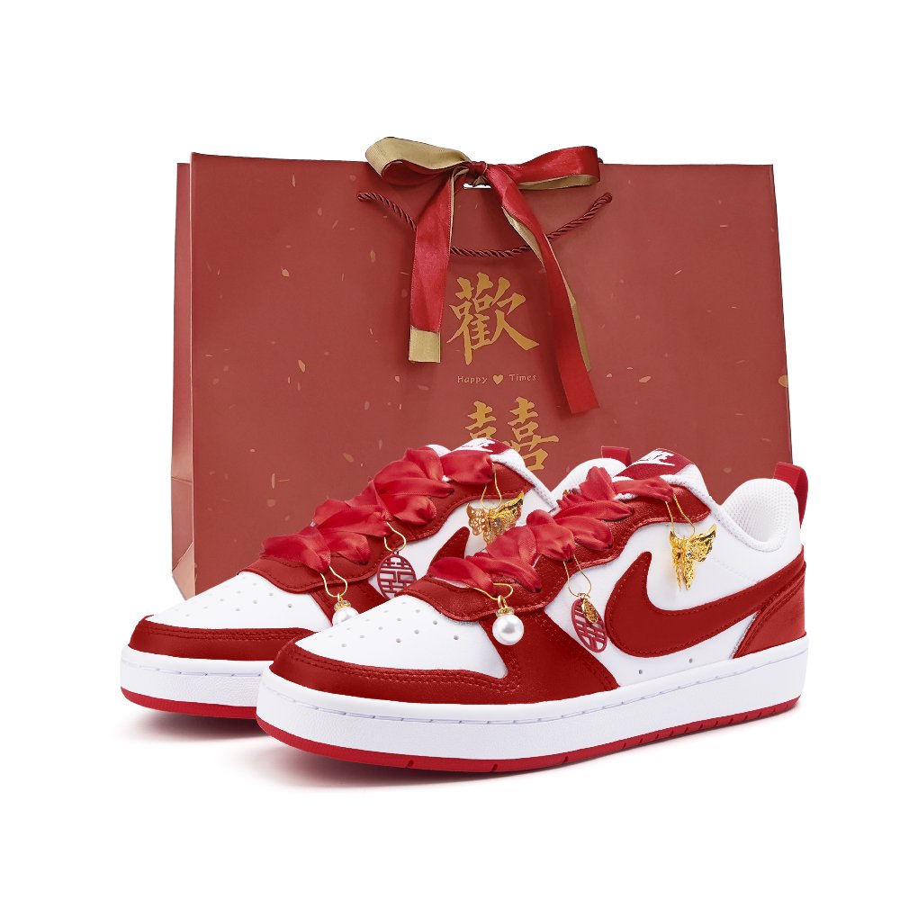 Nike Court Borough Cushioning, Wear Resistant Low Top Skateboard Shoes Women's Red
