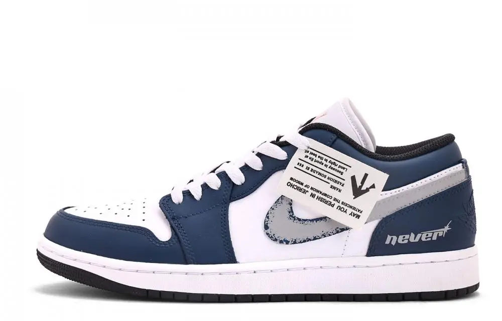 Jordan Air Jordan 1 Abrasion Resistant Coverage Low top Vintage Basketball Shoes Unisex Blue White