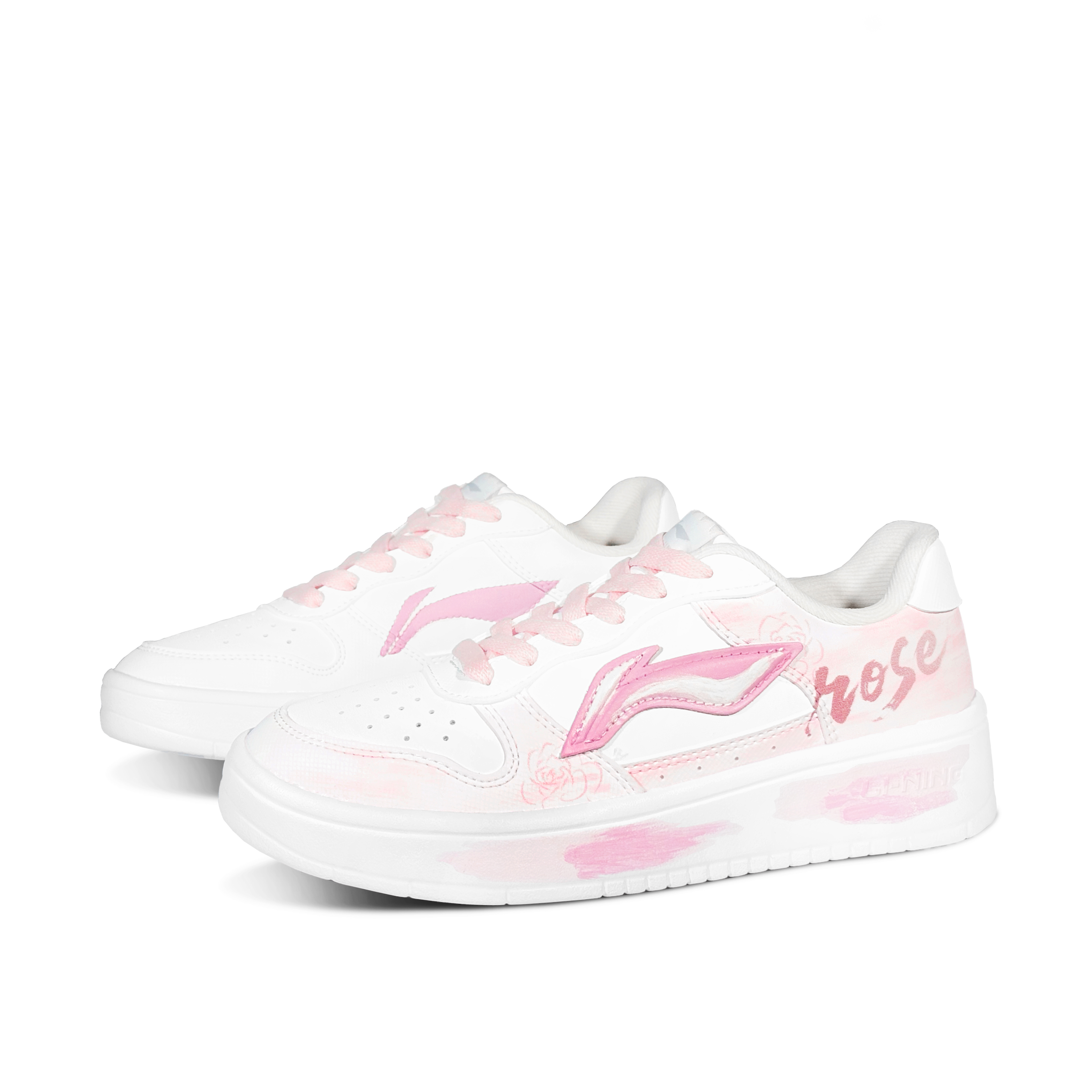 LiNing Pontoon Boats Slip Resistant, Abrasion Resistant, Breathable Low top Skateboard Shoes Women's Pink White купить в интернет-магазине Yoocart с быстрой доставкой по России.