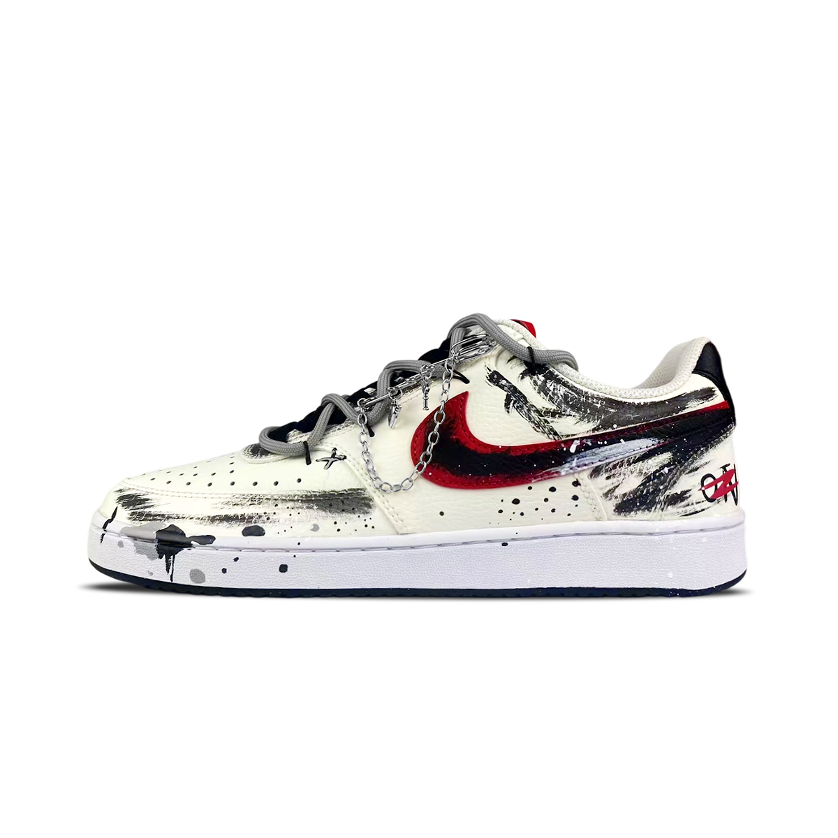 Nike Court Vision 1 Skateboard Shoes Men's Low top White/Black/Red