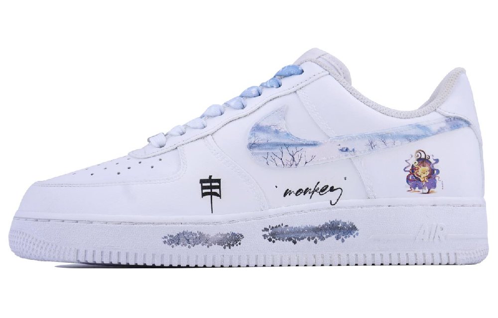 Nike Air Force 1 07 Monkey SDS Anti Slip Wear Resistant Low Top Skateboard Shoes Men's White