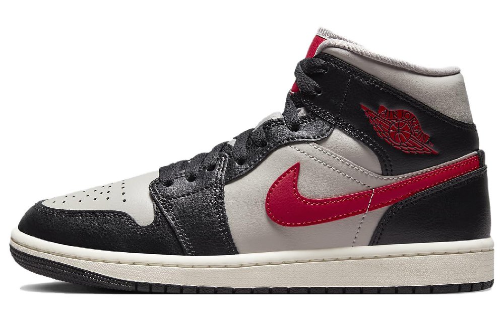 Jordan 1 Mid Black College Grey Gym Red Women's