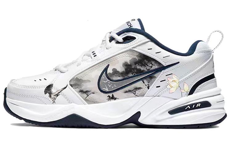 Nike Air Monarch 4 Anti-Slip Wear-Resistant Low-Top Chunky Sneakers Unisex Blue White