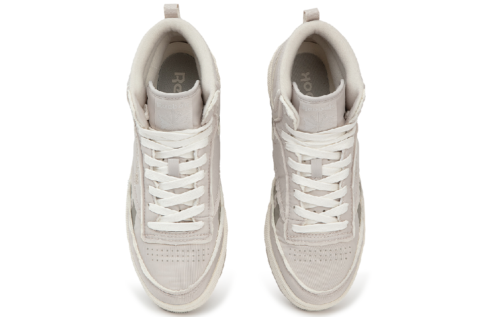 Reebok Anti-Slip Wear-Resistant Mid-Top Skateboard Shoes Unisex Gray White