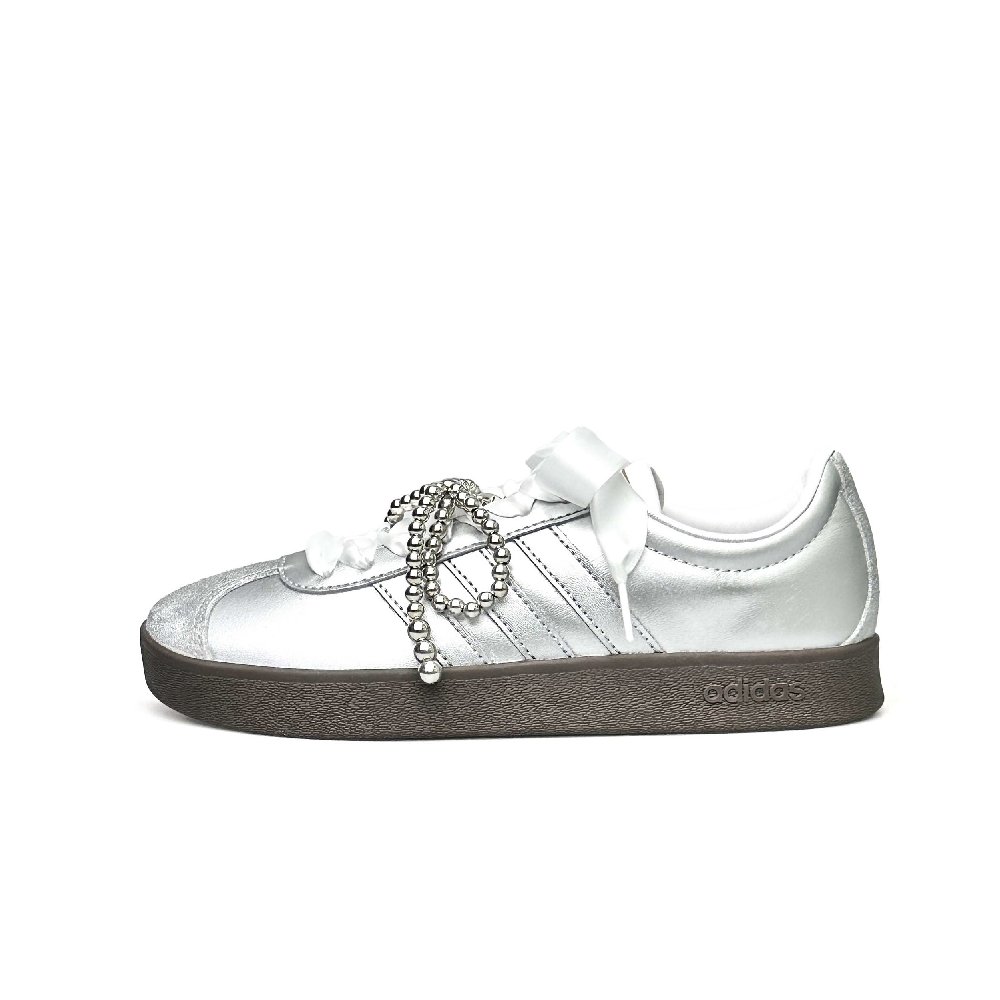 Adidas Neo VL Court 2.0 Tide Silver Steps Lightweight And Breathable Low Top Skateboard Shoes Unisex Silver