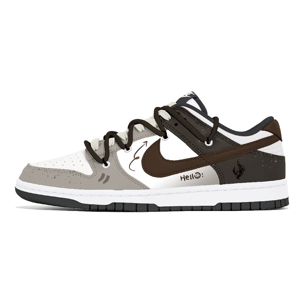 Nike Dunk Anti-Slip Wear-Resistant Low-Top Skateboard Shoes Unisex Black Gray White