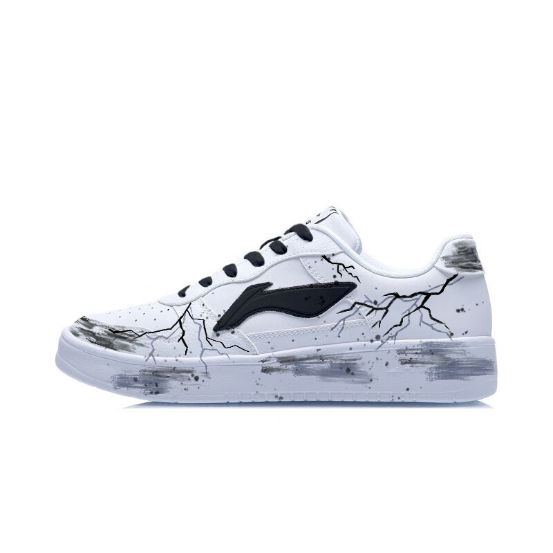 LiNing Pontoon Boats Wear resistant And Lightweight Low Top Skateboard Shoes Unisex Black White