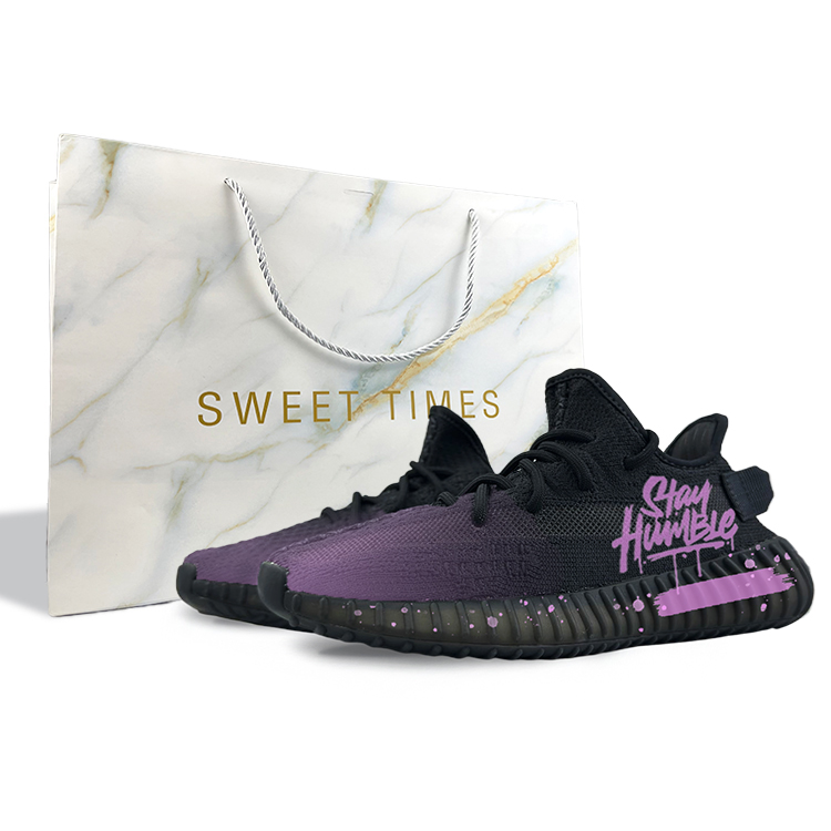 Adidas Originals Yeezy Boost 350 V2 Casual Shoes Unisex Low-Top Black Purple
