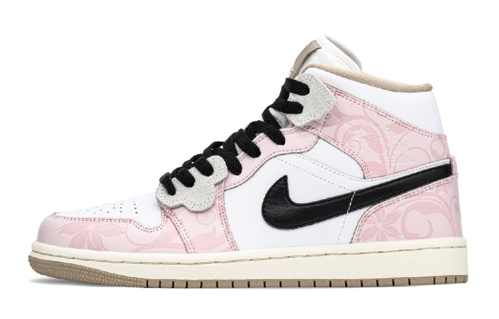 Jordan Air Jordan 1 Mid-Top Vintage Basketball Shoes Women's Pink Black