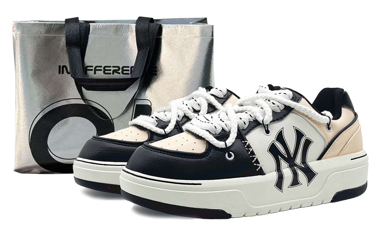 MLB Chunky Liner Low-Top Skateboard Shoes Unisex Black Yellow