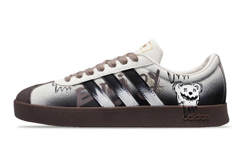 Adidas VL COURT 2.0 Anti Slip Wear Resistant Low Top Skateboard Shoes Unisex Black White