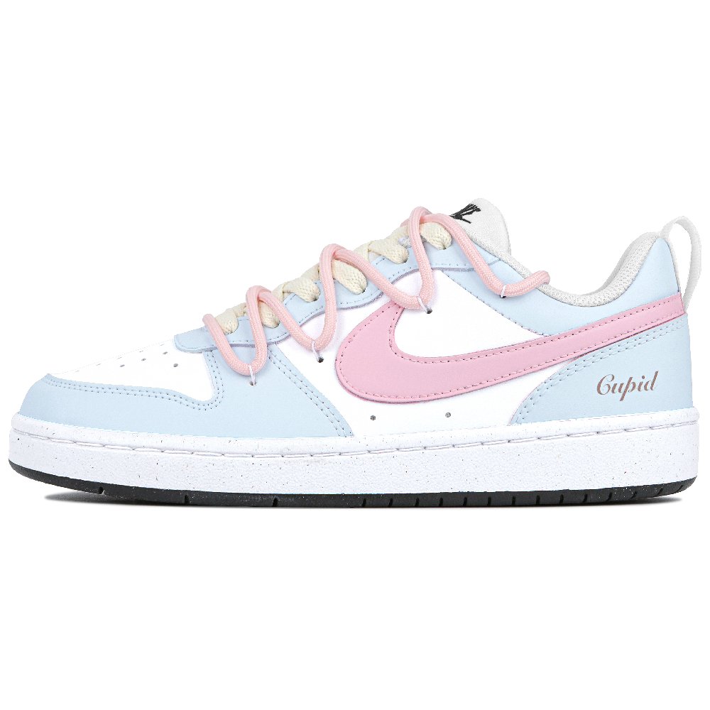 Nike Court Borough Low Dusty Pink Milk Blue Breathable Low-Top Skateboard Shoes GS Blue White