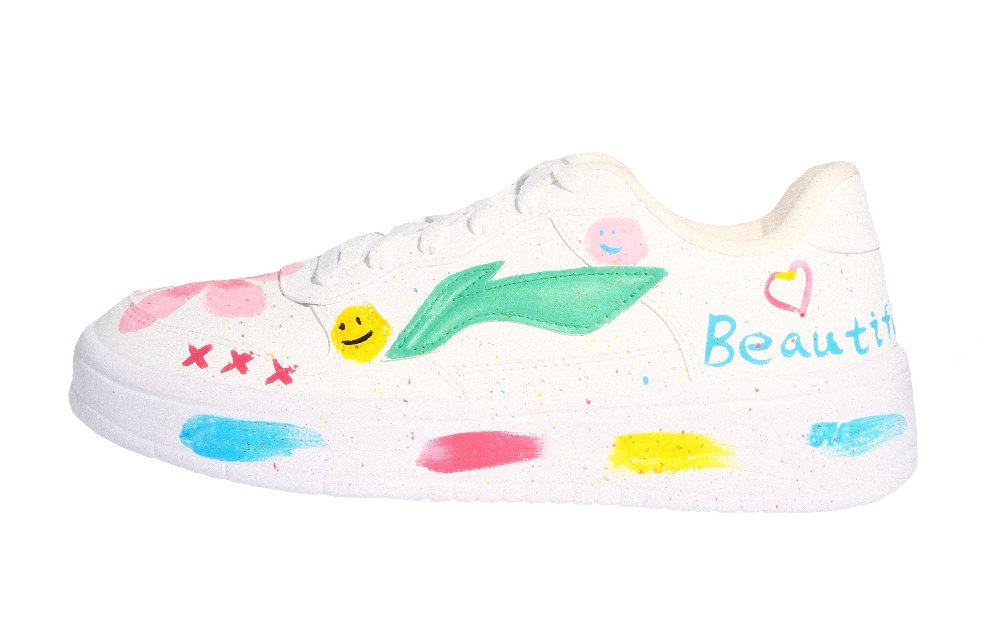 LiNing Pontoon Boats Anti Slip Wear Resistant Low Top Skateboard Shoes Women's White