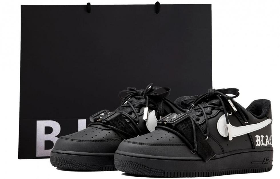 Nike Air Force 1 Slip-Resistant Coverage Low-Top Skateboard Shoes Unisex Black Silver
