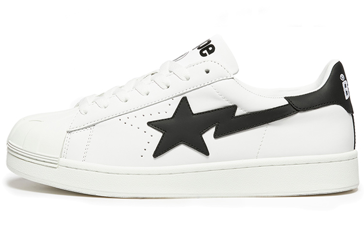 A BATHING APE SKULL STA Stylish Skateboarding Shoes Men's White Black