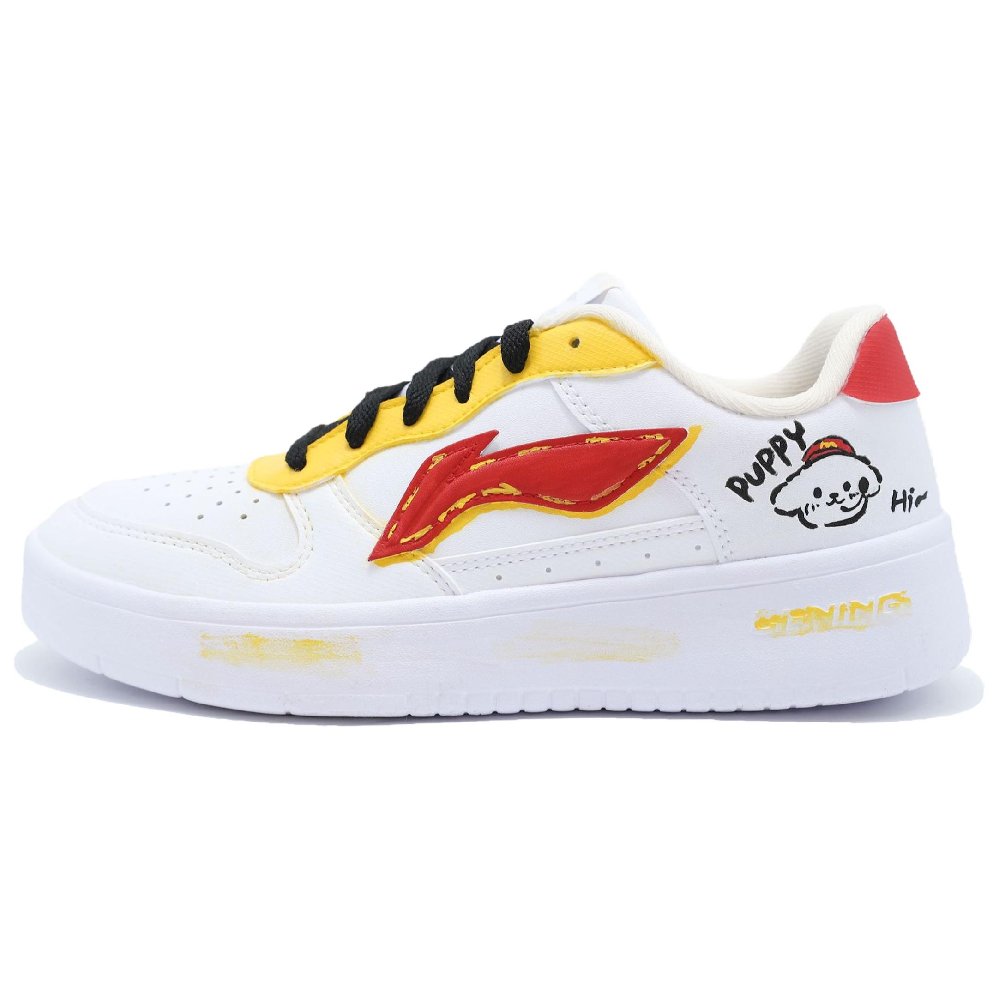 LiNing Pontoon Boats Slip Resistant Abrasion Resistant Low top Skateboard Shoes Women's White Red
