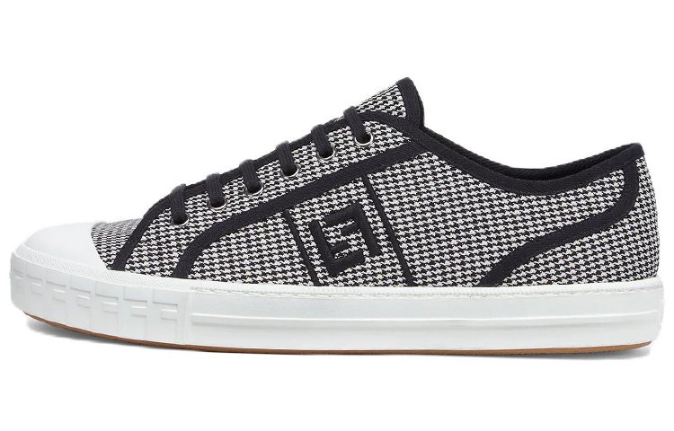 FENDI Domino Low Top Stylish Skateboarding Shoes Men's Black White