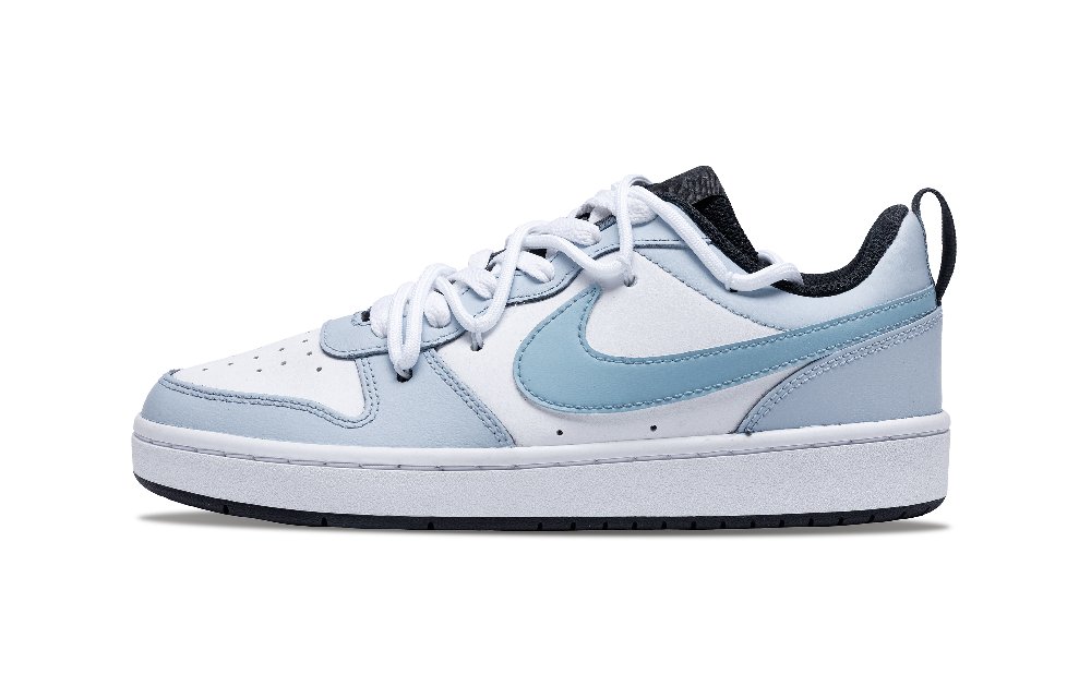 Nike Court Borough Snow Blue Non-slip Lightweight Low-Top Skateboard Shoes GS White Blue