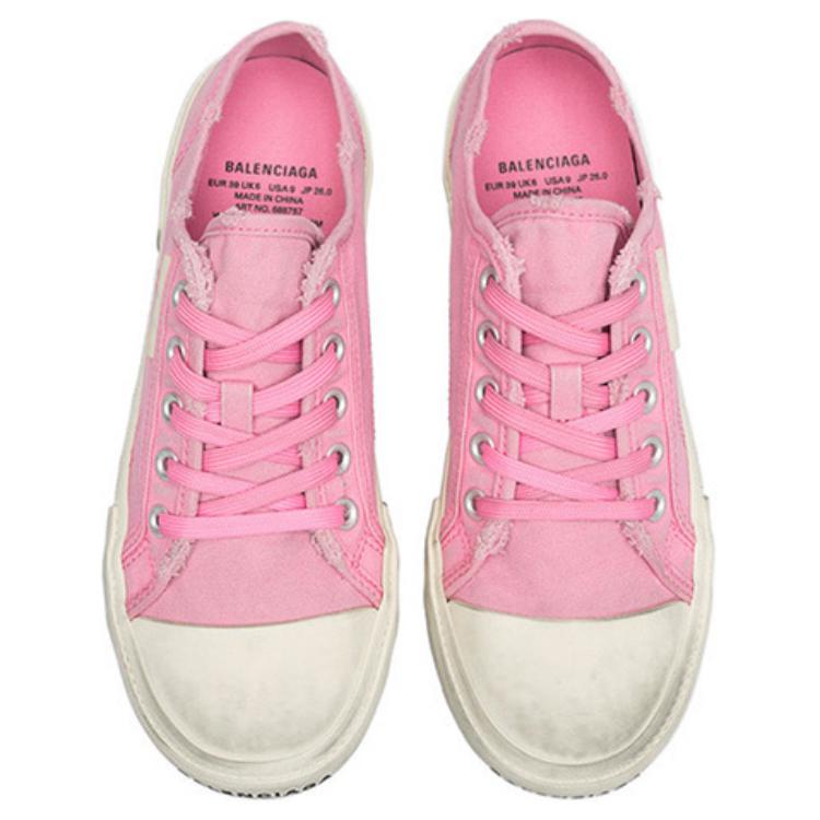 Balenciaga Paris Low Top Sneakers 'Washed Pink Cotton And White Rubber' Women's