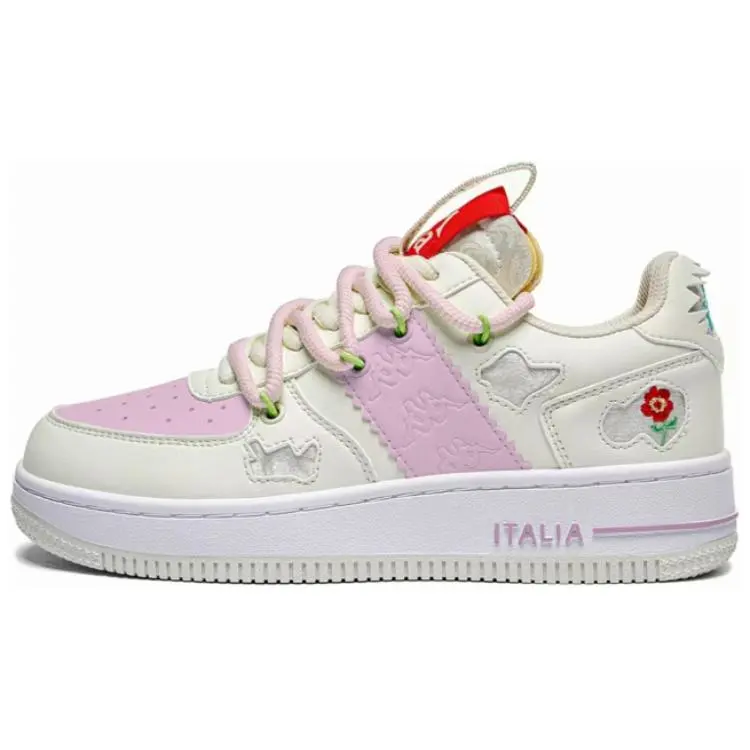 Kappa Anti-Slip Wear-Resistant Low-Top Skateboard Shoes Women's Pink White