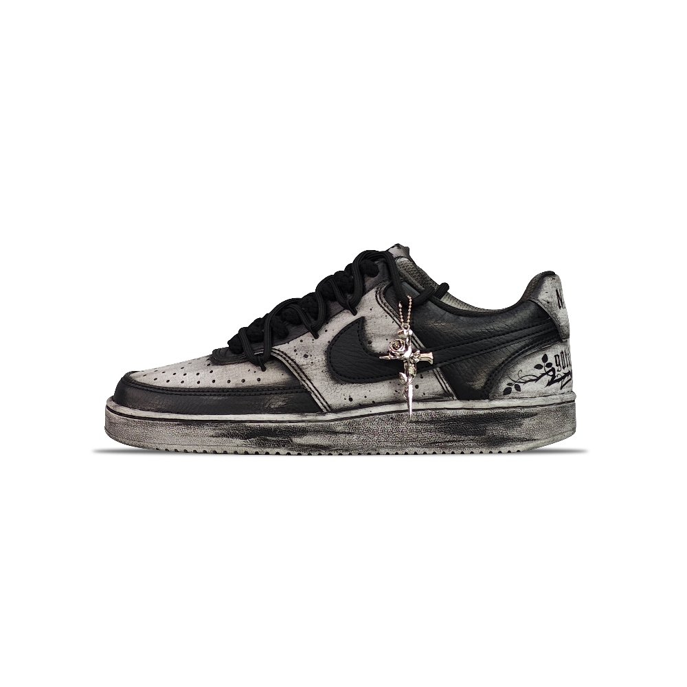 Nike Court Vision 1 Low Next Nature Slip Resistant Cushioning Low Top Skateboard Shoes Men's Black Gray
