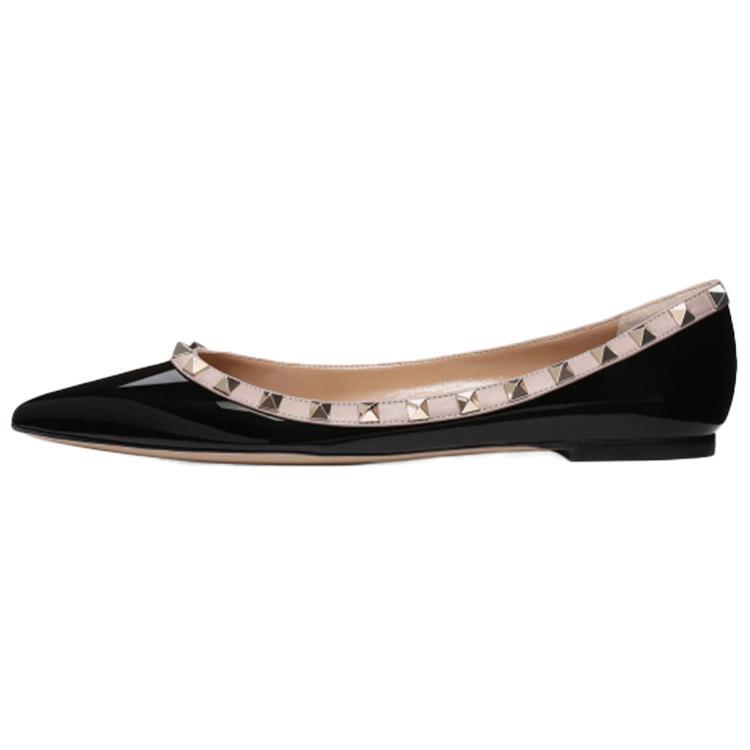 Valentino Garavani Rockstud Patent Leather Ballerina Shoes