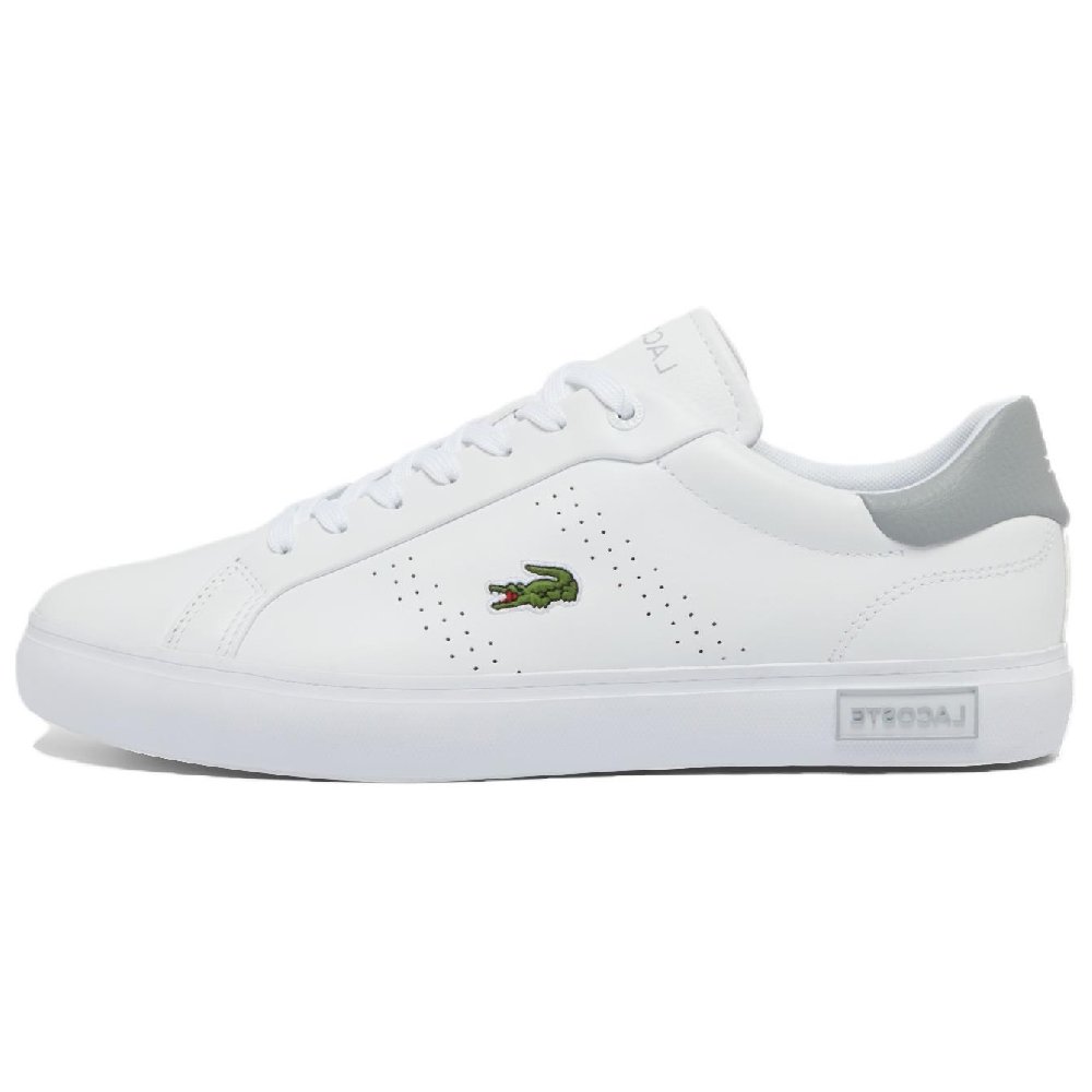 LACOSTE Powercourt 2.0 Low-Top Skateboard Shoes Men's White Gray
