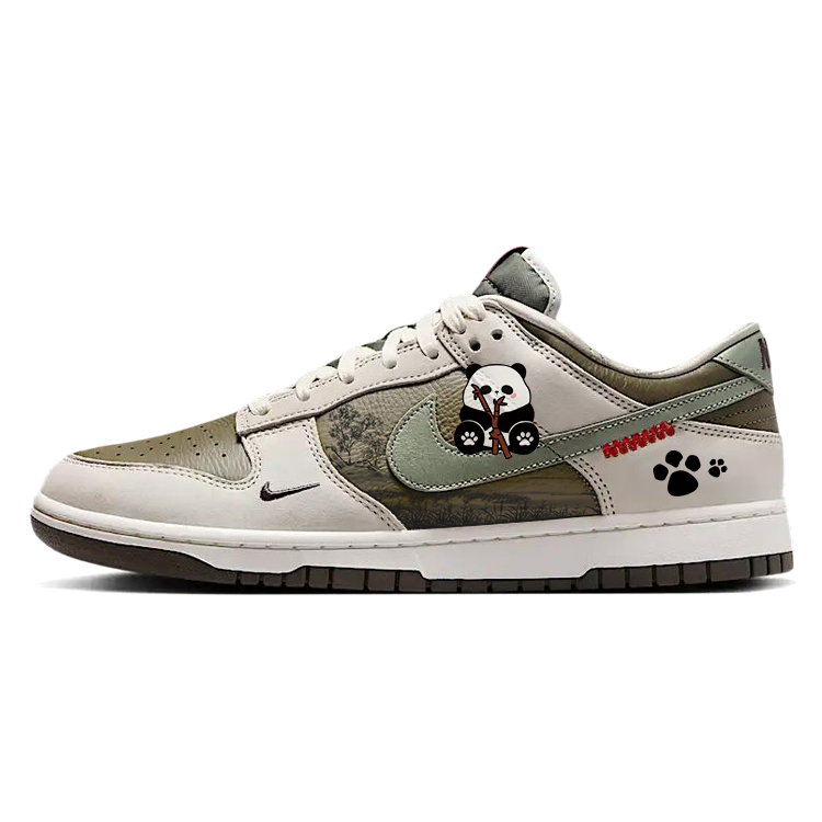 Nike Dunk Anti Slip Wear Resistant Low Top Skateboard Shoes Unisex Beige Green