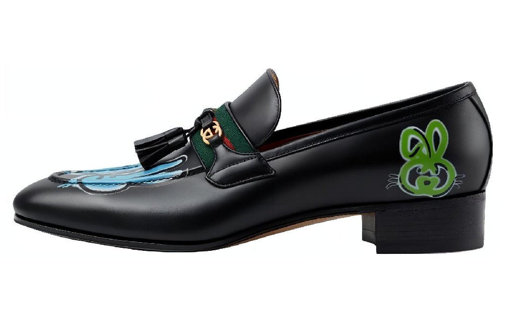 GUCCI Interlocking Loafers Men's Black Year Of The Rabbit Limited