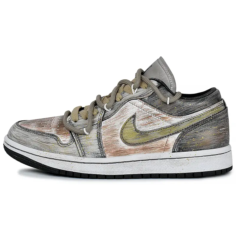 Jordan Air Jordan 1 Abrasion Resistant Low top Vintage Basketball Shoes Women's Brown Yellow